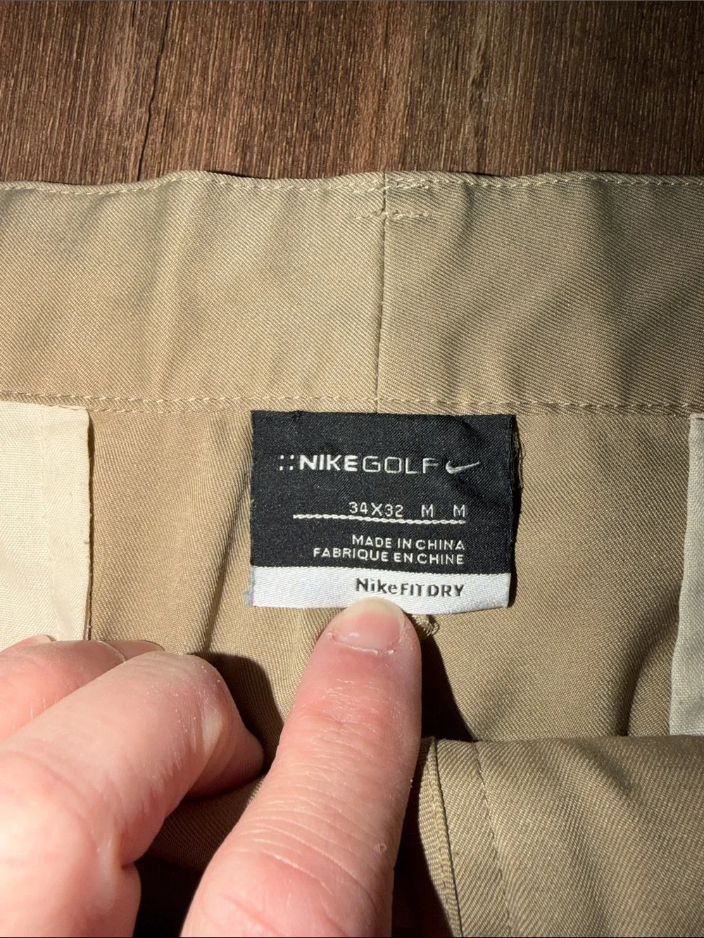Nike Golf Pants Mens 34x32 Tan Performance Dri-FIT Flat Front319685--235